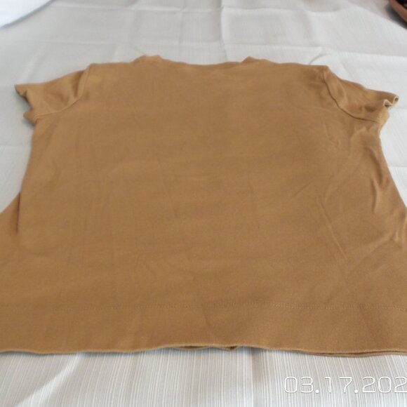 CALVIN KLEIN Women's Beige/Light Brown Short Sleeve Top Size Medium Like NEW - Picture 9 of 15
